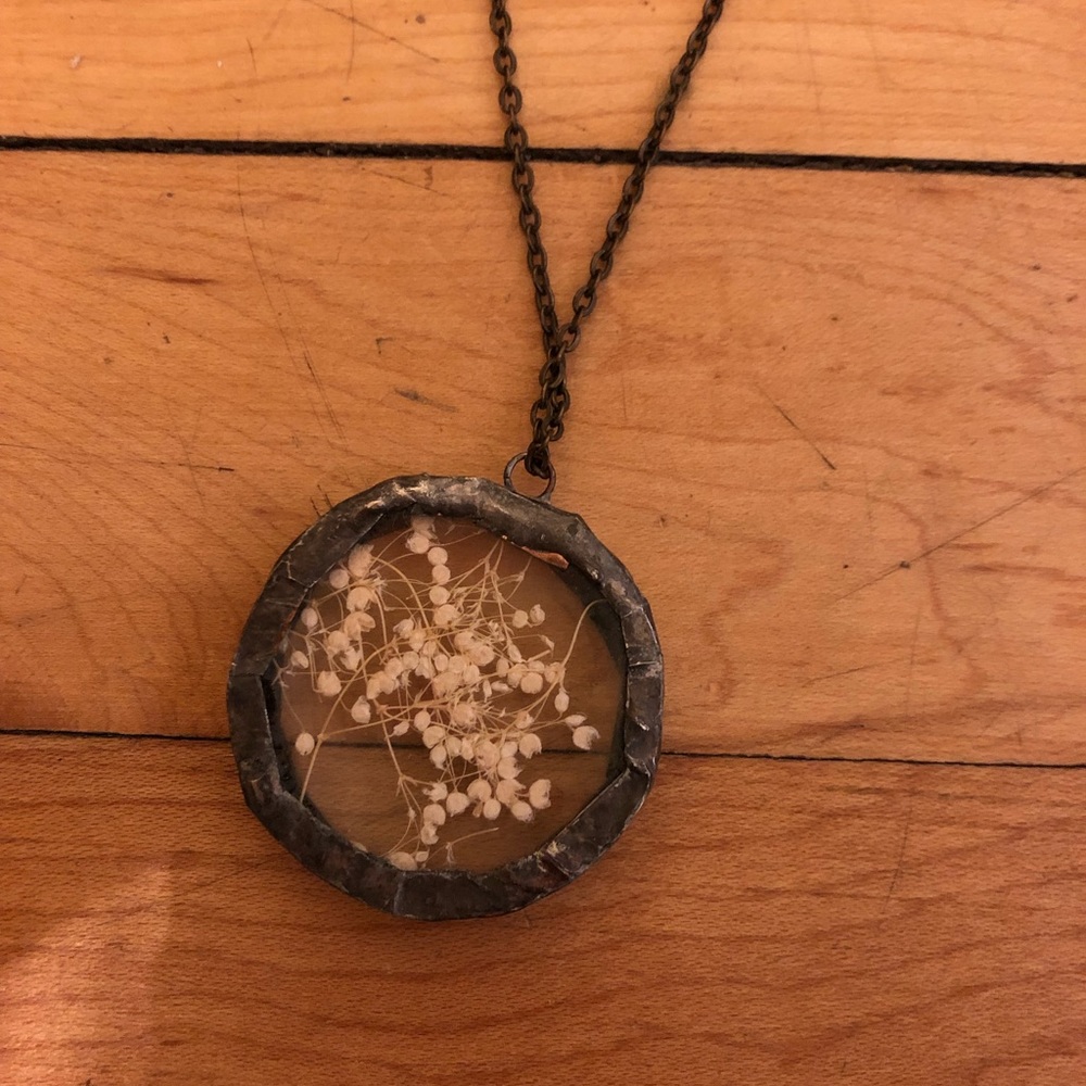 Baby’s breath glass necklace
